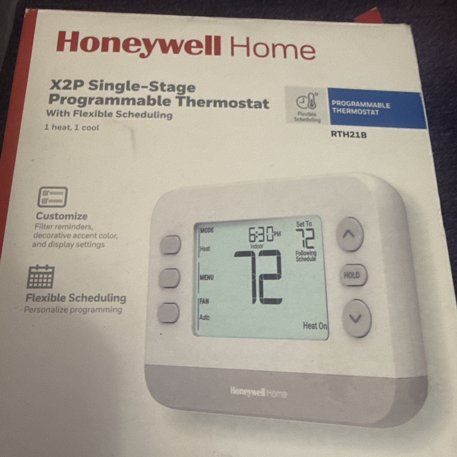 Honeywell Home X2P Single-Stage Program Thermostat RTH21B New