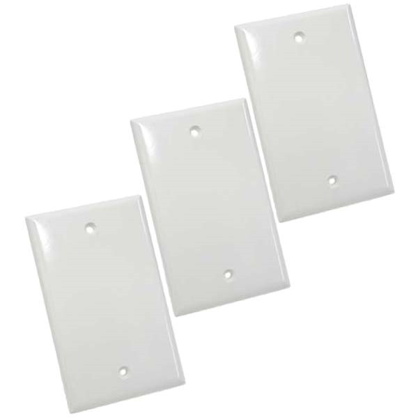 3 Pcs Blank Wall Plate Standard Outlet Cover Faceplate 1-Gang Smooth White