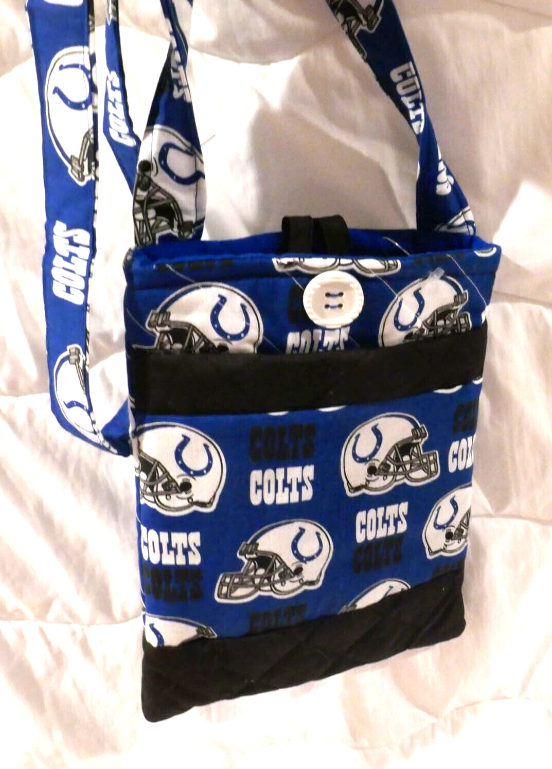 Colts Print Quilted cross-body Accessory Bag Cotton  with Coil Purse Handmade