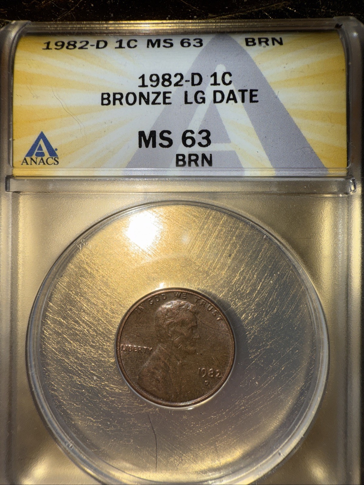 1982-D MS-63 BRN BRRONZE LG DATE