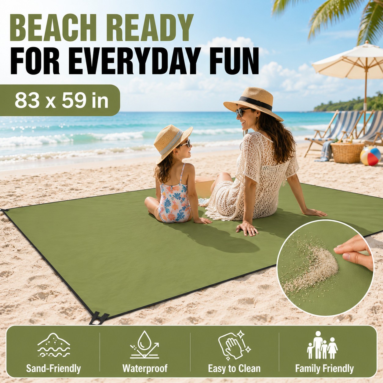 59x83" Waterproof Tarp Outdoor Camping Awning Backpacking Rain Shelter Sun Shade