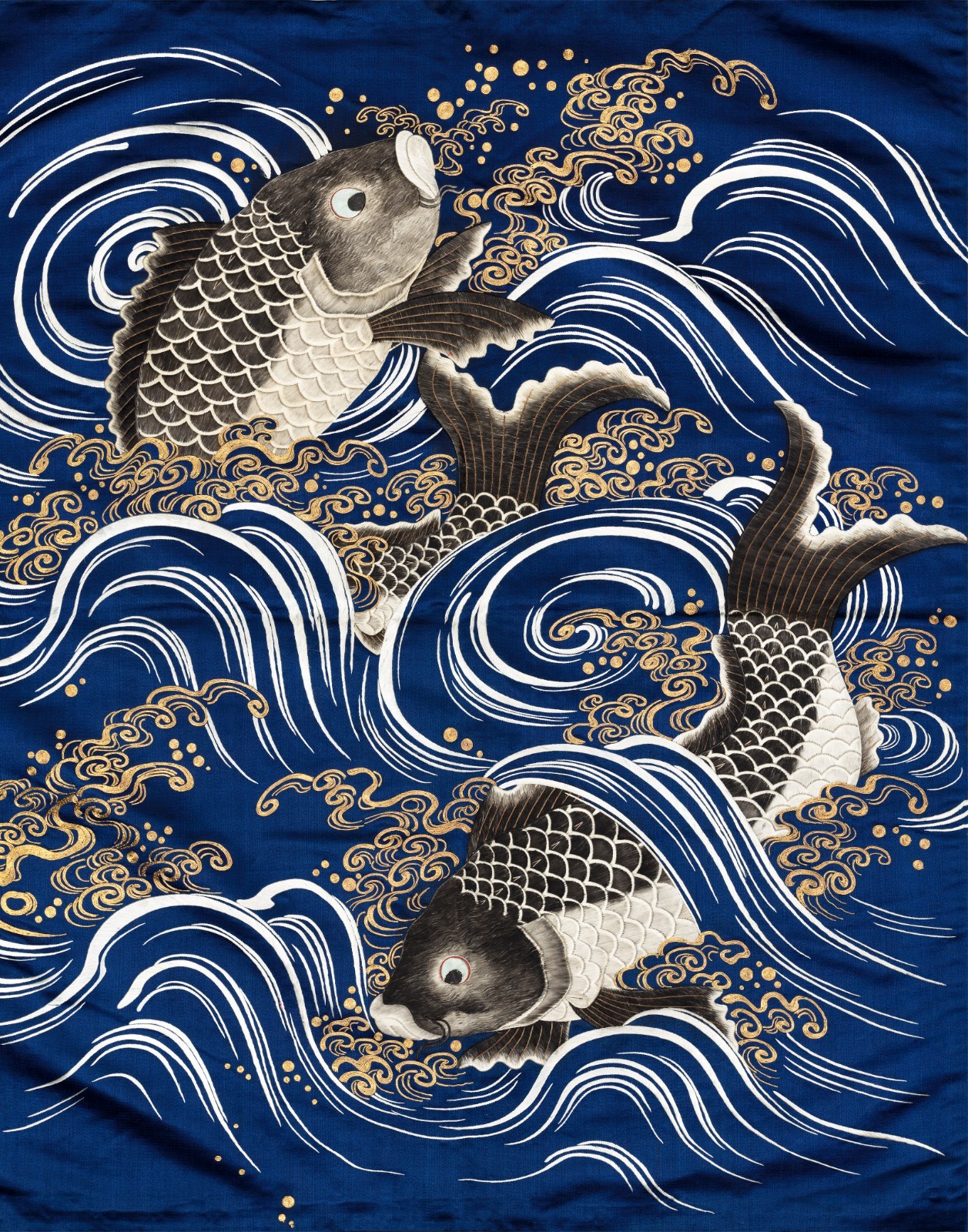 Gift Cover (Fukusa) with Carp in Waves Art Print 11"x14"