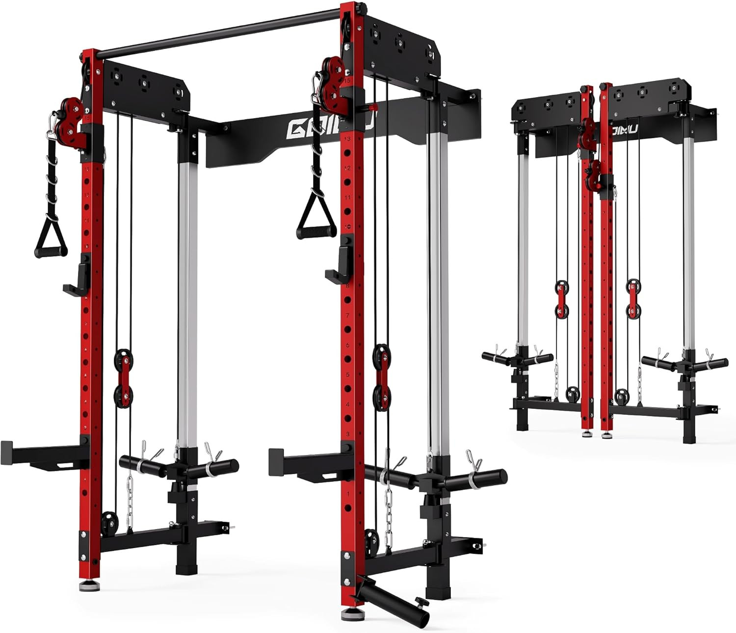 WM3-V4 Folding Squat Rack, Wall Mounted Power Rack with Dual Independent Pulley