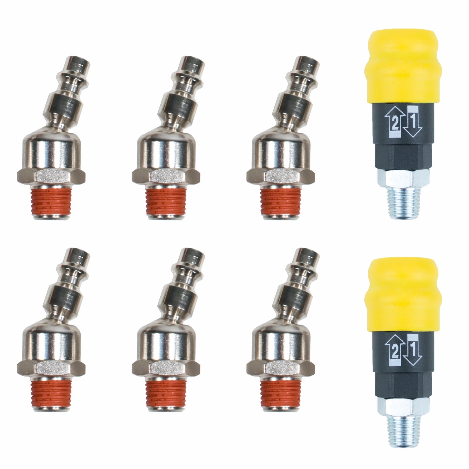 6pc Swivel 1/4" NPT Male Air Tool Fittings w/ BONUS Safety Coupler 1/4" Male