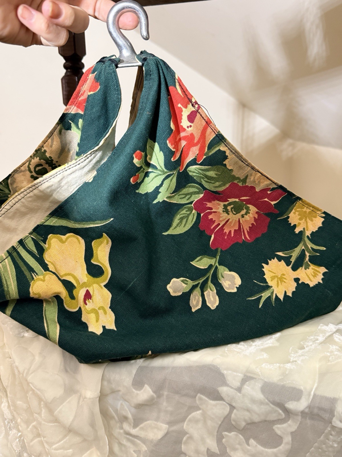 Vintage Floral Fabric clothespin Bag