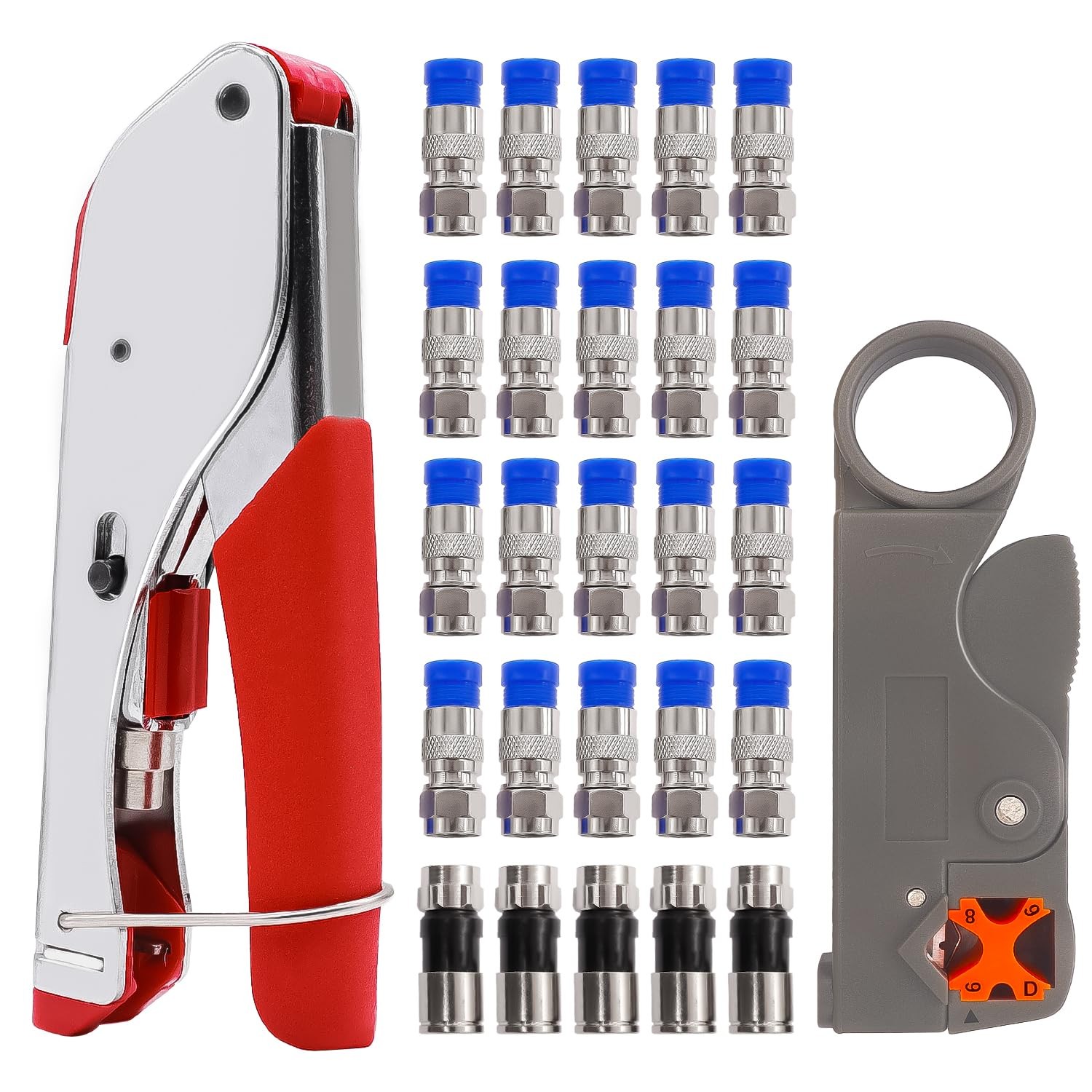 RG59 RG6 Coax Cable Crimper Tool Kit Coaxial Compression Tool Fitting Wire St...