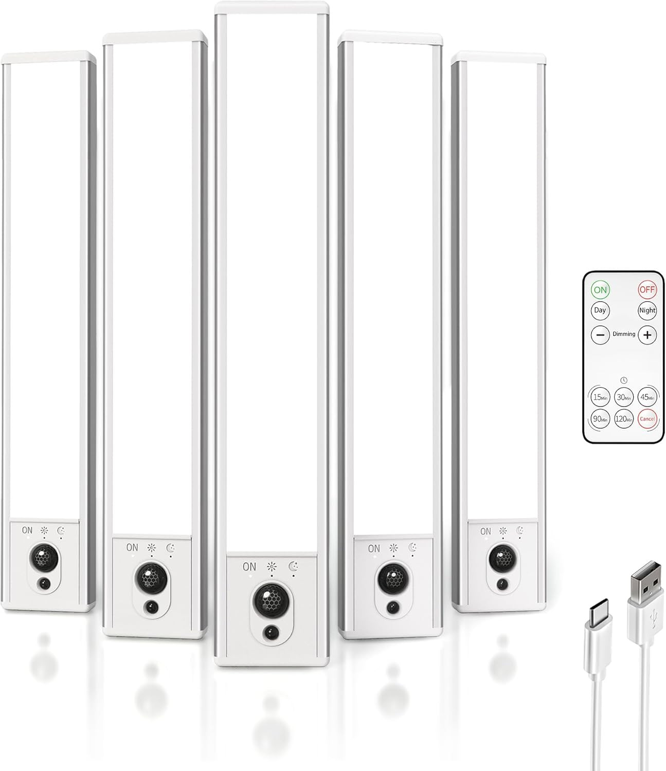 5-Pack under Cabinet Lighting, 2400Mah Motion Sensor Light, LED Closet Lights Wi