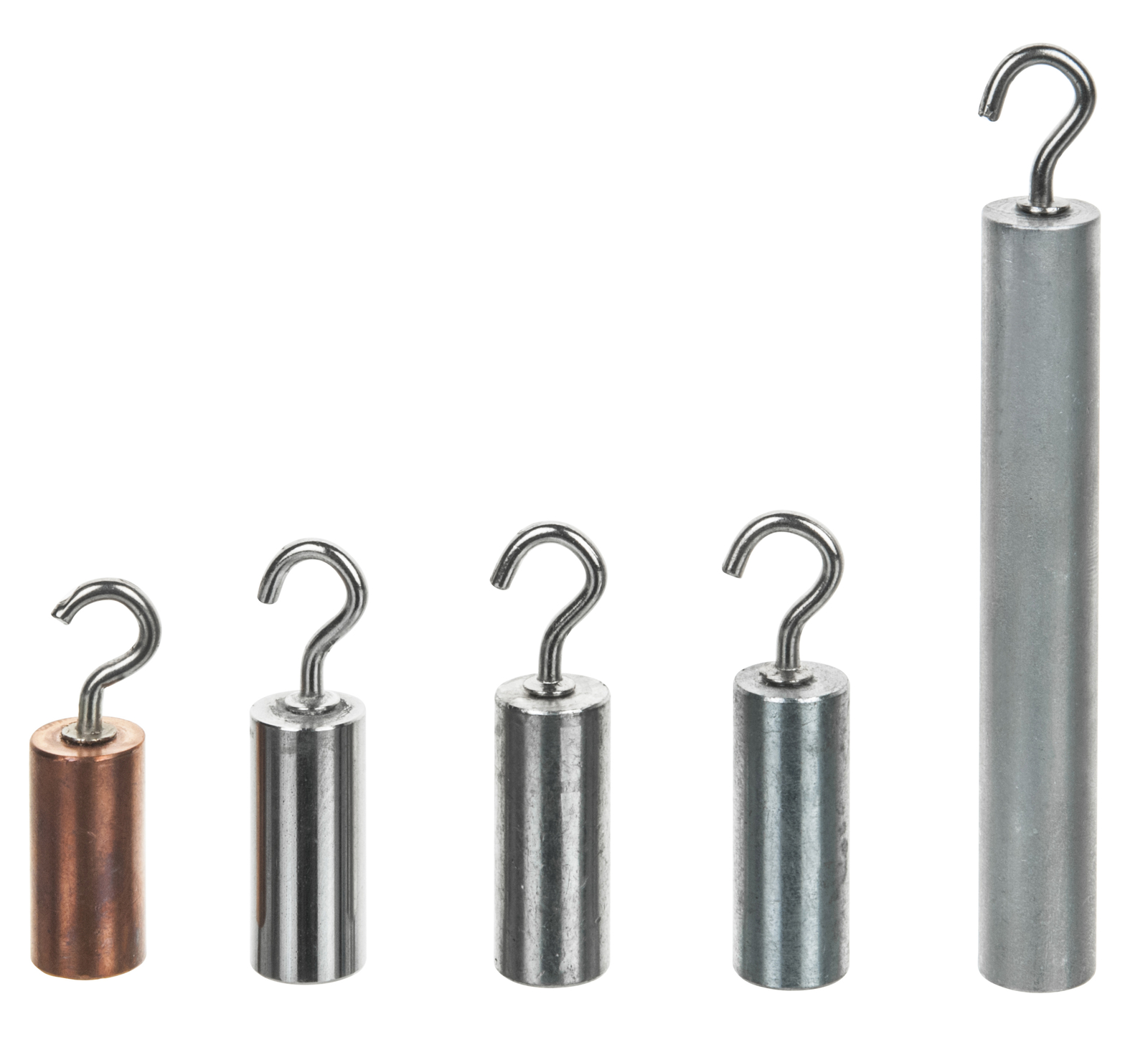 5pc Hooked Cylinders - Copper, Tin, Aluminum, Zinc, Stainless Steel - Eisco Labs