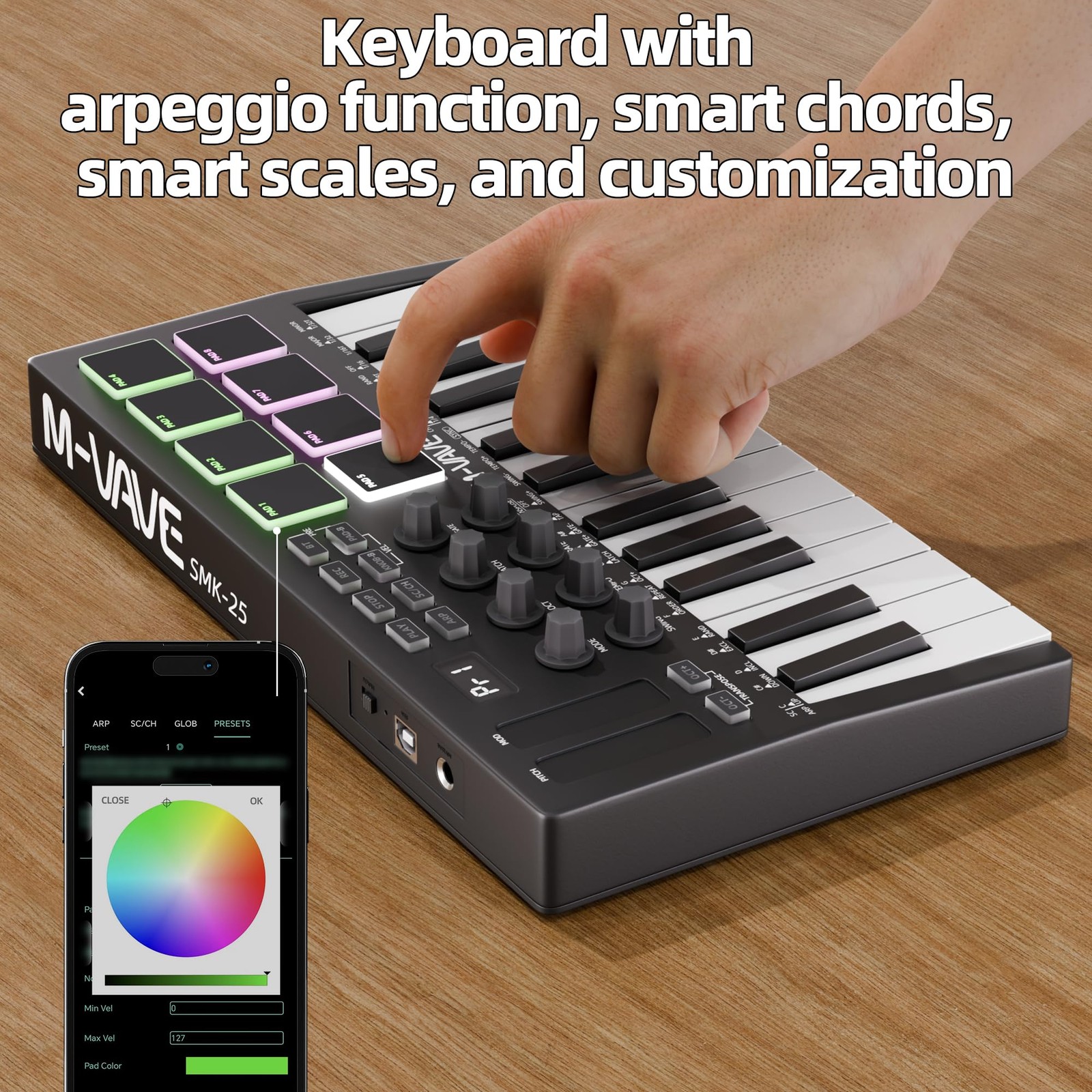 Midi Keyboard Controller 25 Key Portable Mini Bluetooth & USB Midi Piano with...