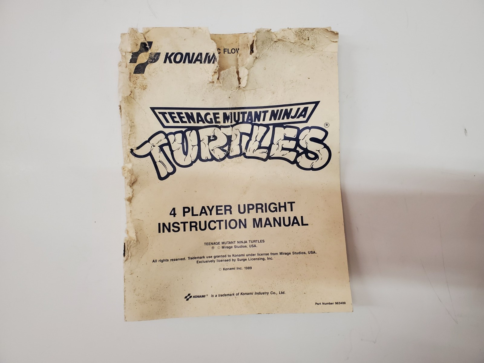 Vintage 1989 Konami TMNT Teenage Mutant Ninja Turtles Manual