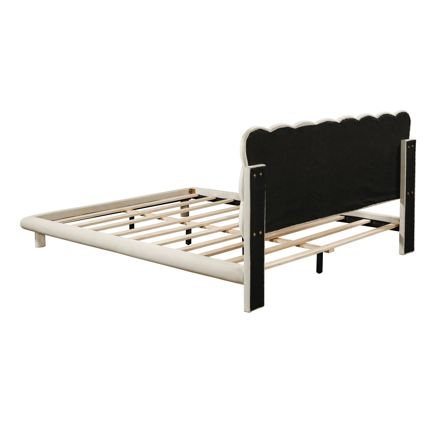 Queen Size Bed Frame Upholstered Platform Bed Frame with LED Light US