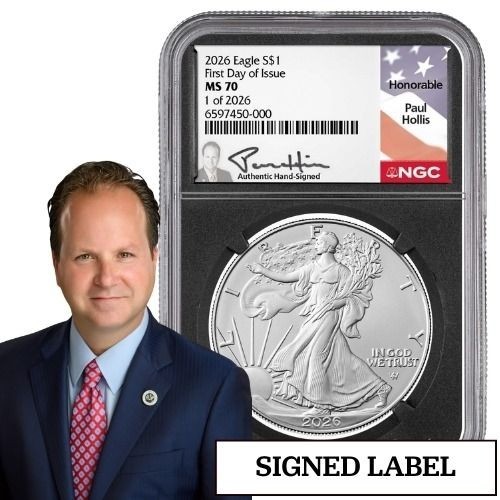 2026 SILVER EAGLE MS70 FDI Black Core  Paul Hollis Signed * RARE 2,026 Minted *