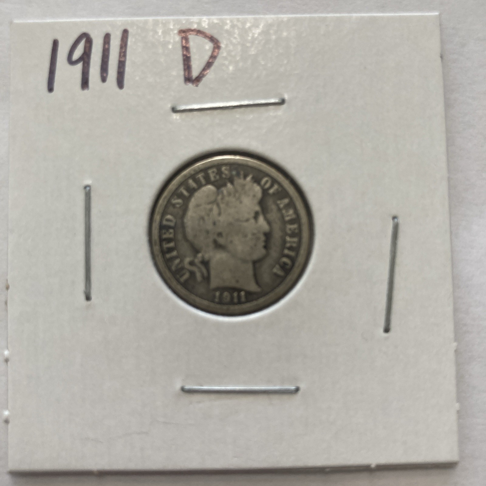 1911 D Barber 90% Silver Dime 10c US Coin