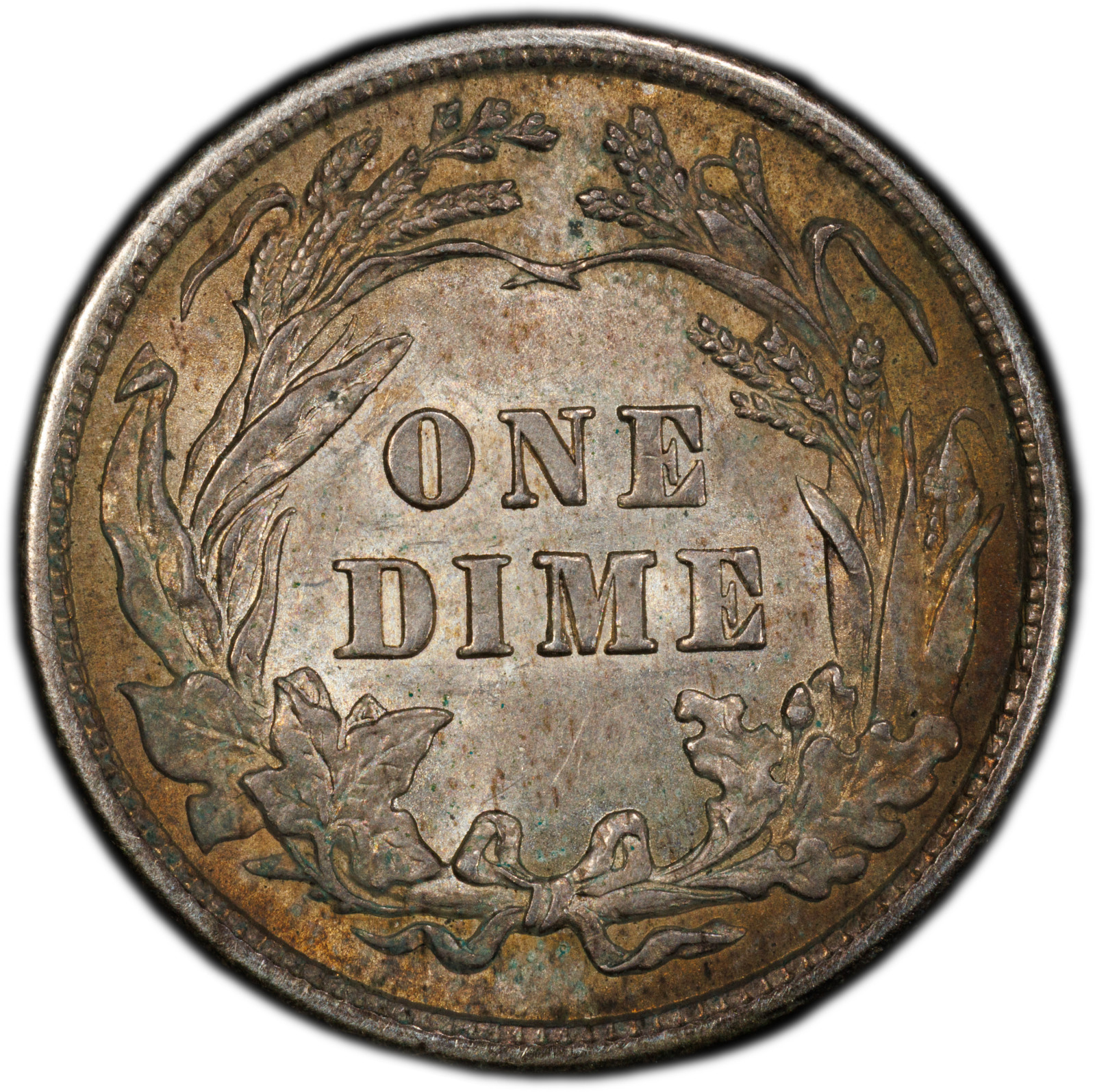 1910 Barber Dime ~ *Toned* ~ Graded PCGS MS62