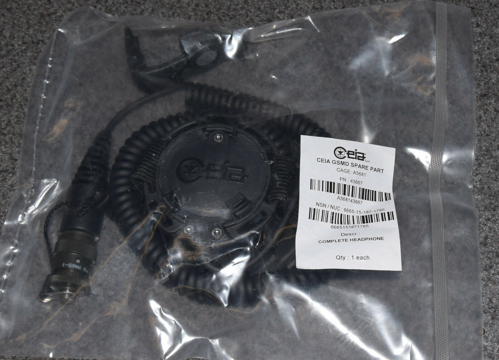CEIA CMD GSMD METAL MINE DETECTOR COMPLETE HEADPHONE REPLACEMENT PART 43667