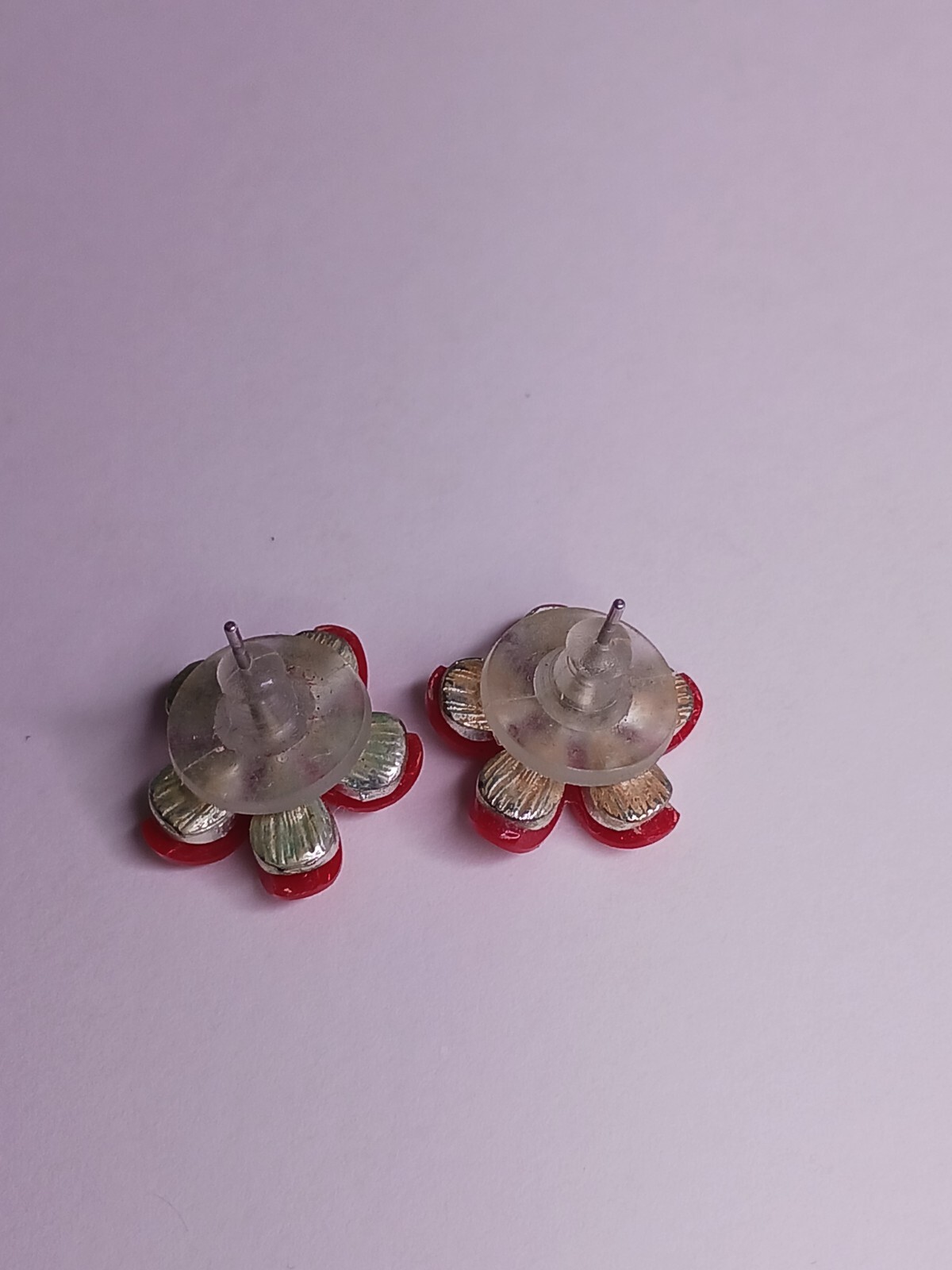 Faceted Acrylic Daisy Earrings Rhinestone Stud .50"