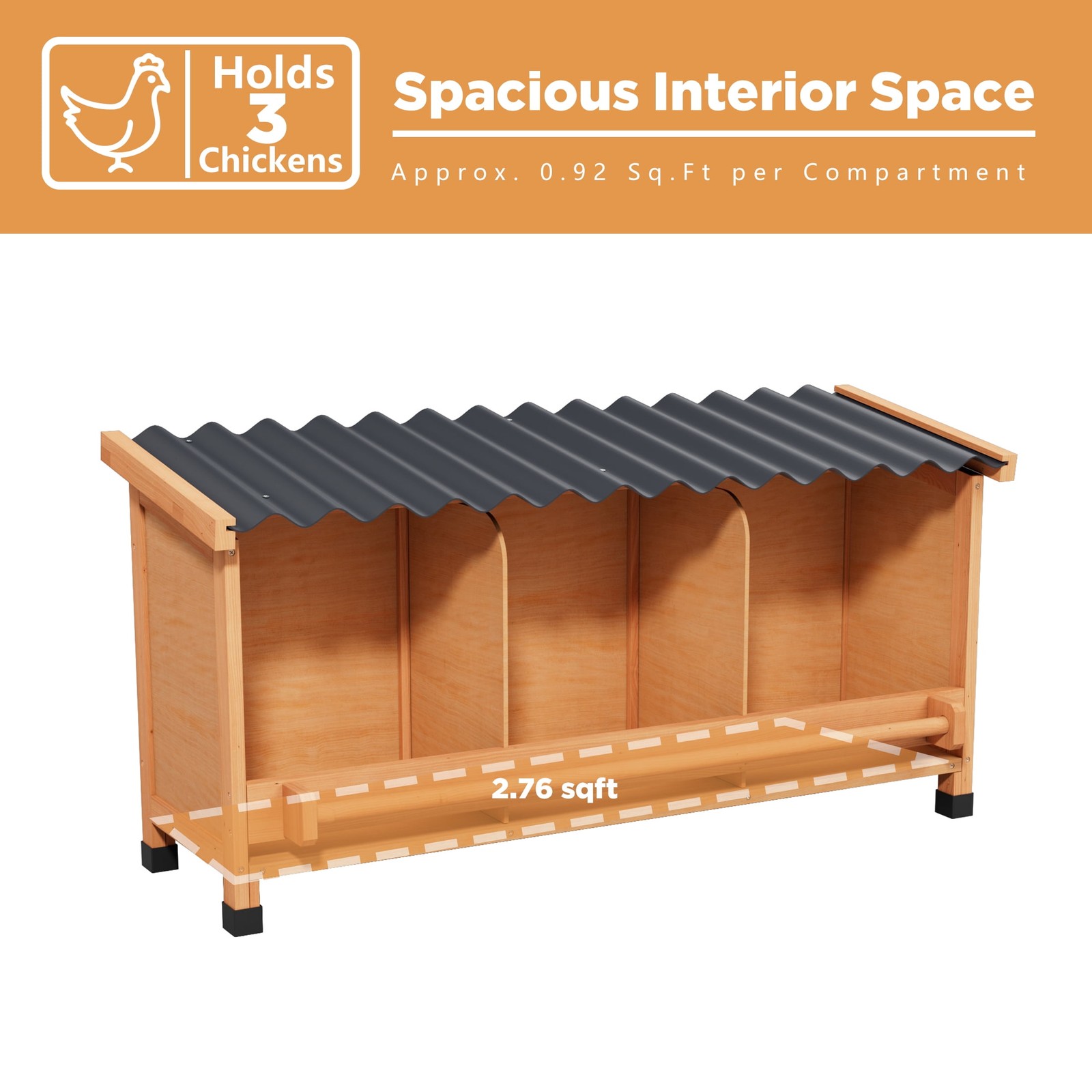Wooden Chicken Nesting Boxes with Entry Perch and Privacy Panel Fits 6 Hens