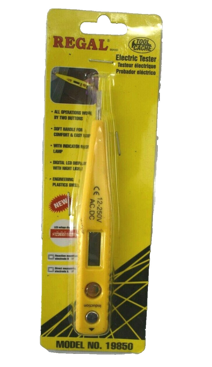 Regal 19850 Voltage Tester 12-250V AC/DC Digital LCD Display Plastic Shell