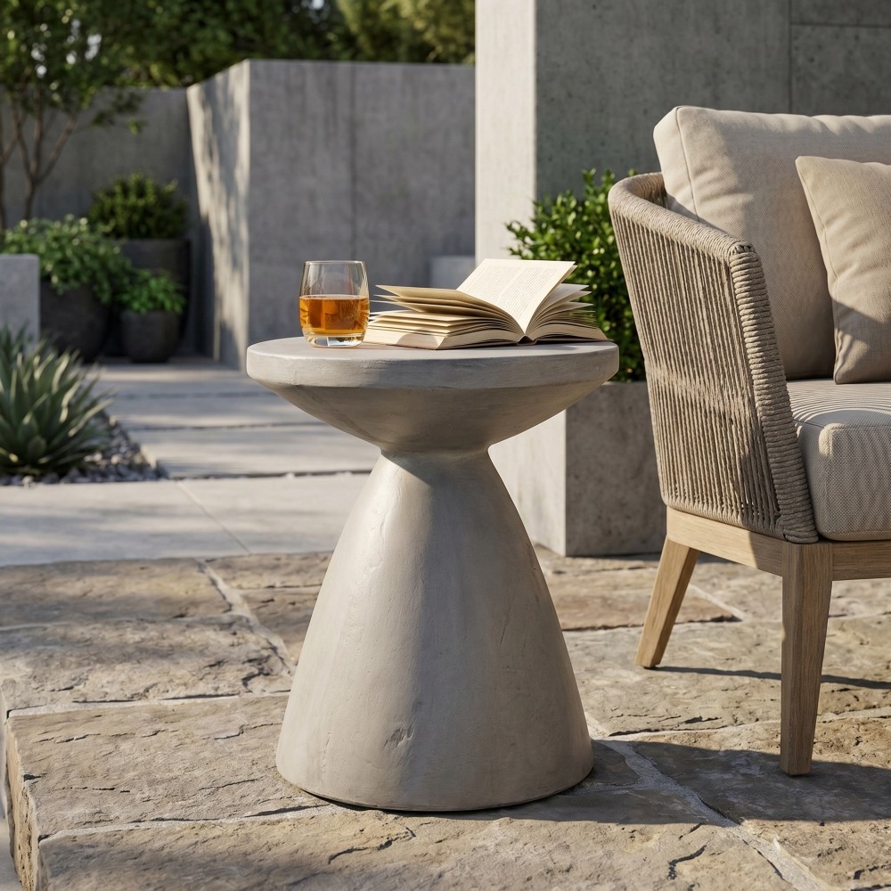 Outdoor Concrete Side Table Lightweight MGO End Table