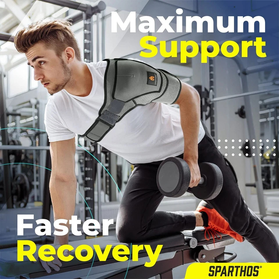 Sparthos Shoulder Brace - Adjustable Support Sleeve for Torn Rotator Cuff, AC Jo