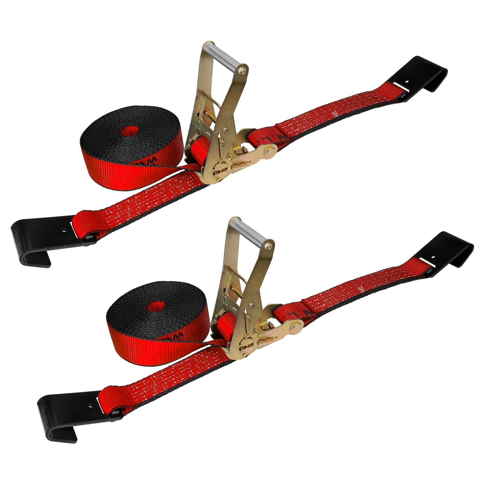 2 Pack Heavy Duty 2" x 30' Ratchet Tie Down Strap w/Flat Hook WLL 3333 LBS Red