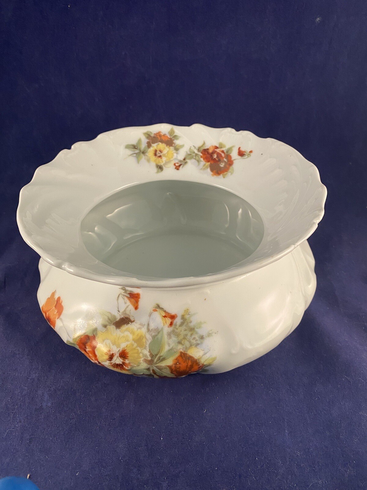 Victoria Austria Vase Planter Bulbous Flowers Leaves Porcelain LARGE Spittoon?