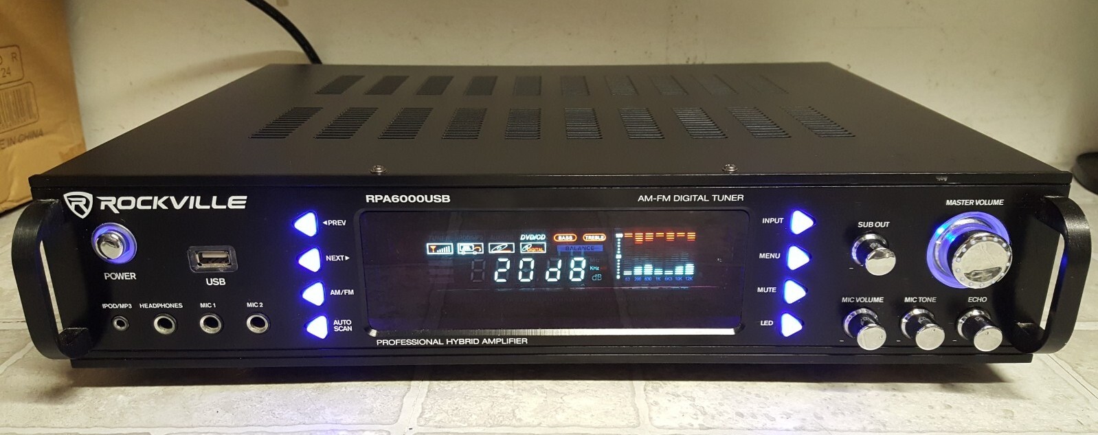 Rockville Professional Hybrid Amplifier RPA6000USB NO REMOTE **READ**