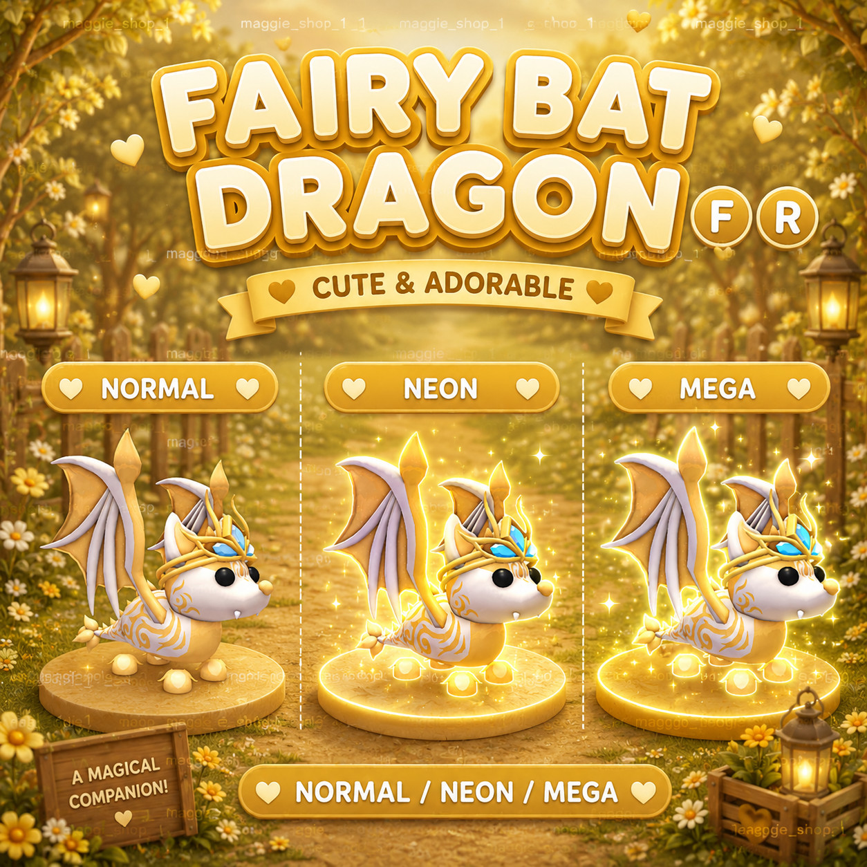 Fairy Bat Dragon FR Normal/Neon /Mega ✨ Adopt From Me Today ✨ Top Picks