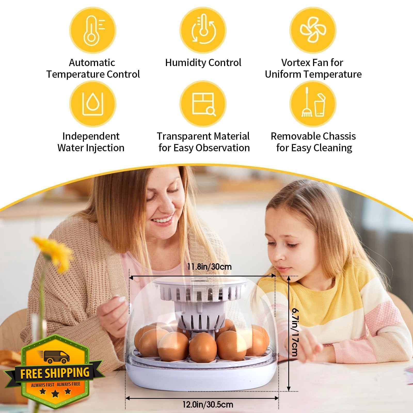 ZEMIRO CHARGE 12-Egg White Incubator