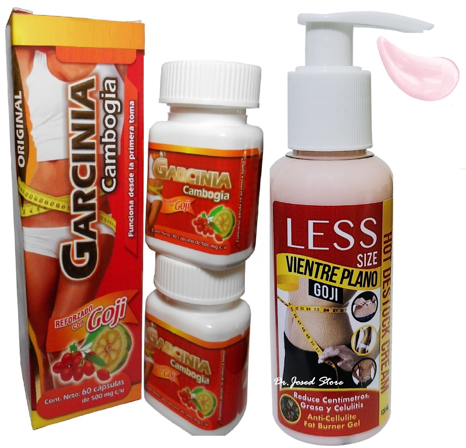 garcinia GOJI  60 CAPS 500 mg ea+1 GOJI GEL HOT CREAM 4OZ SEMILLAS DE BAYA GOJI