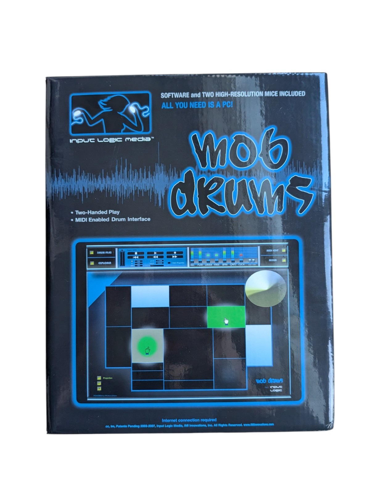 Mob Drums Input Logic Media MIDI Drum Interface PC w/ 2 Mice Complete