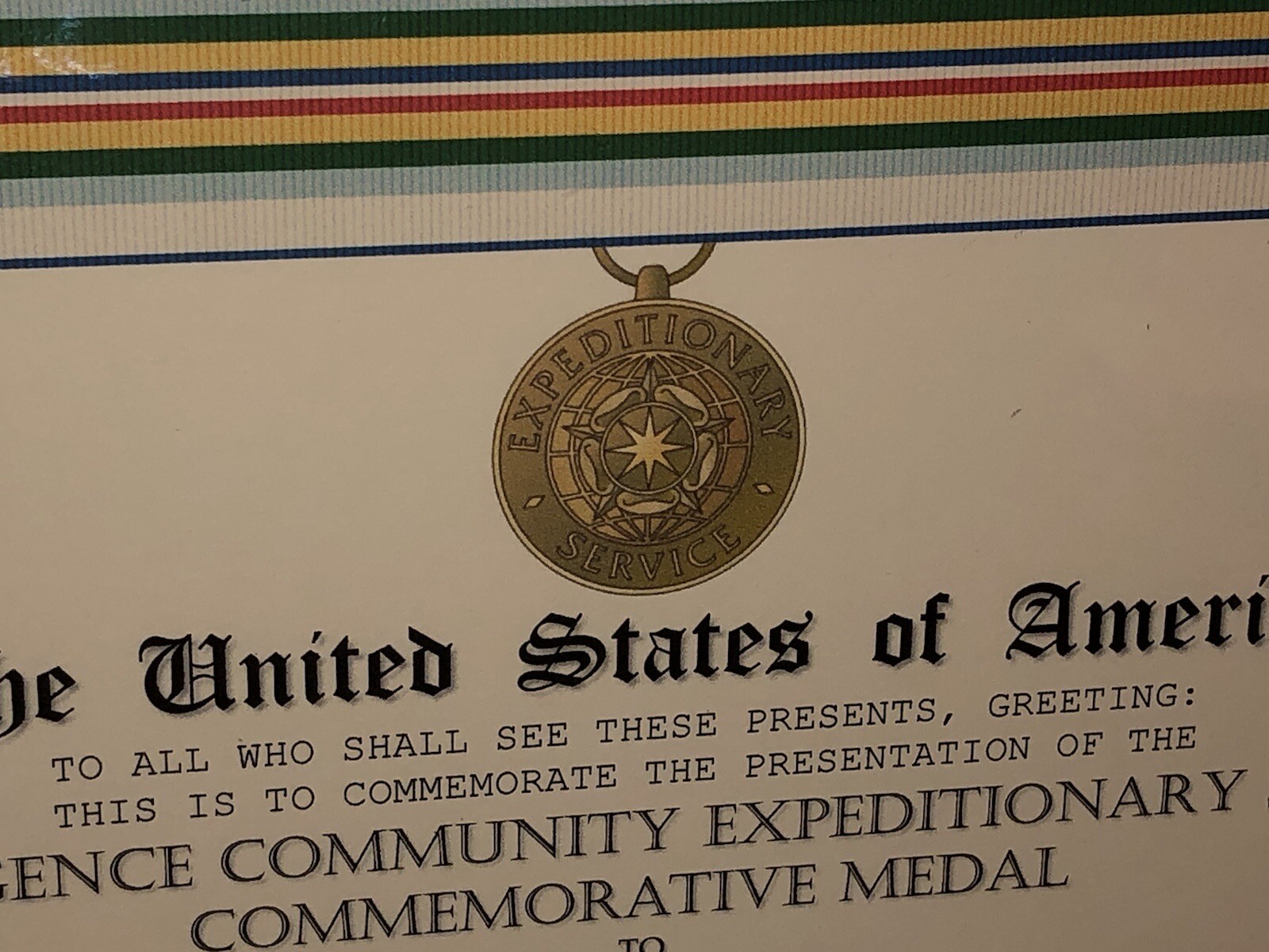 INTELLIGENCE COMMUNITY - EXPEDITIONARY SERVICE COMMEMORATIVE CERTIFICATE Type-1
