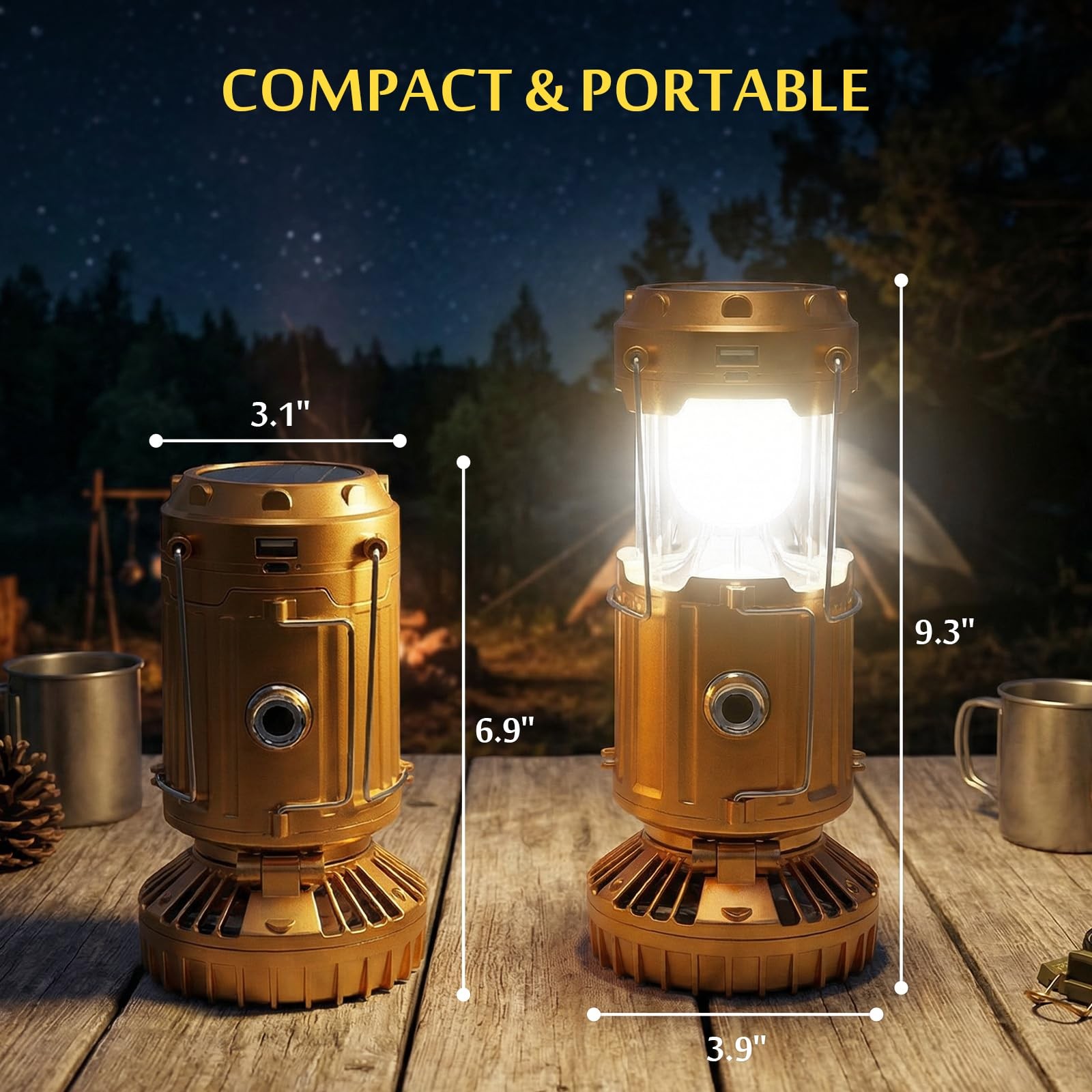 Camping Light Set, Headlamp with Motion Sensor & Solar Camping Fan Lantern, 2...