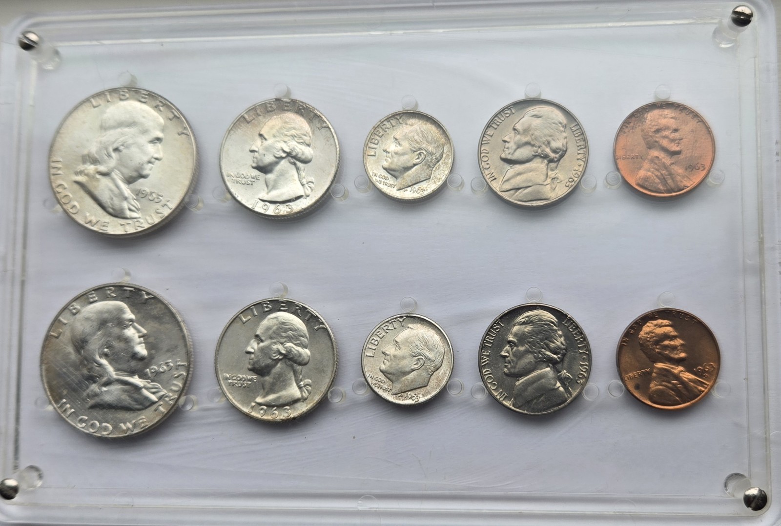 1963 P/D Mint Set of 10 Coins - "Beautiful Uncirculated Set" -