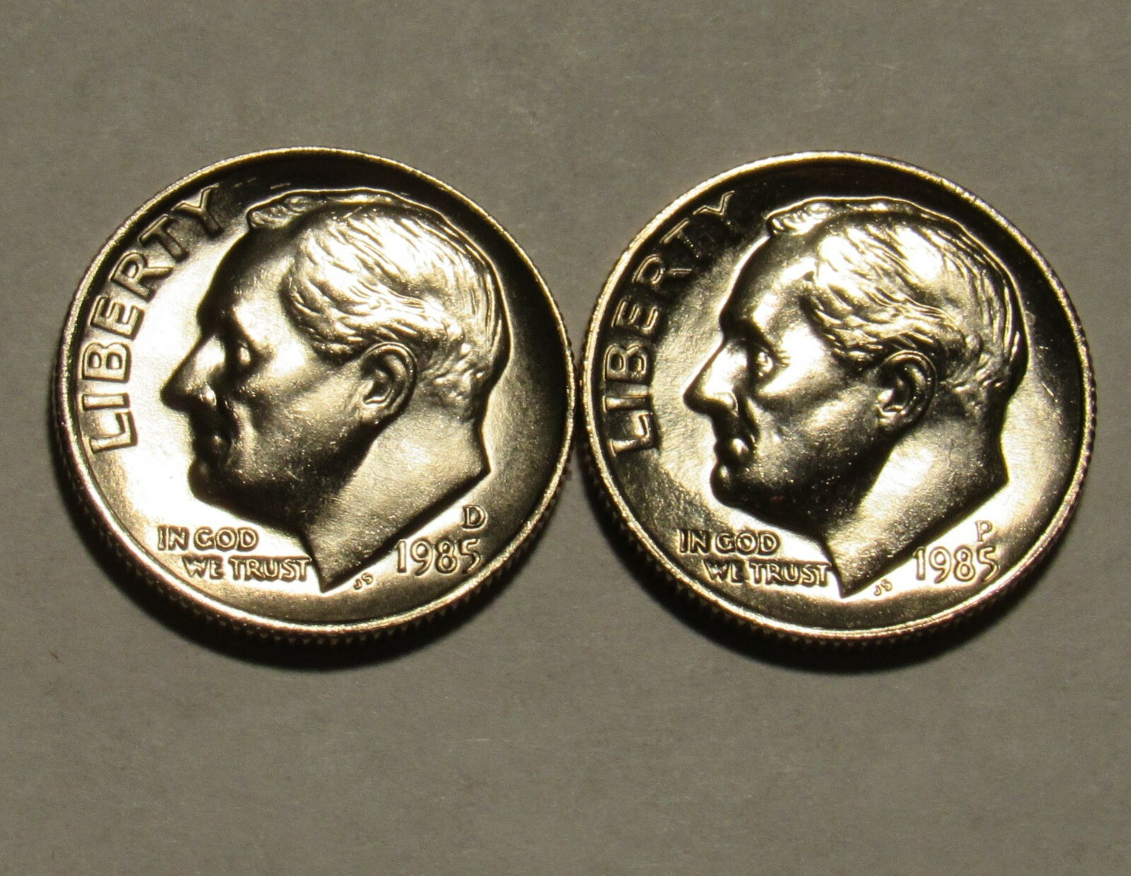 1985 P&D Roosevelt Dimes in BU condition