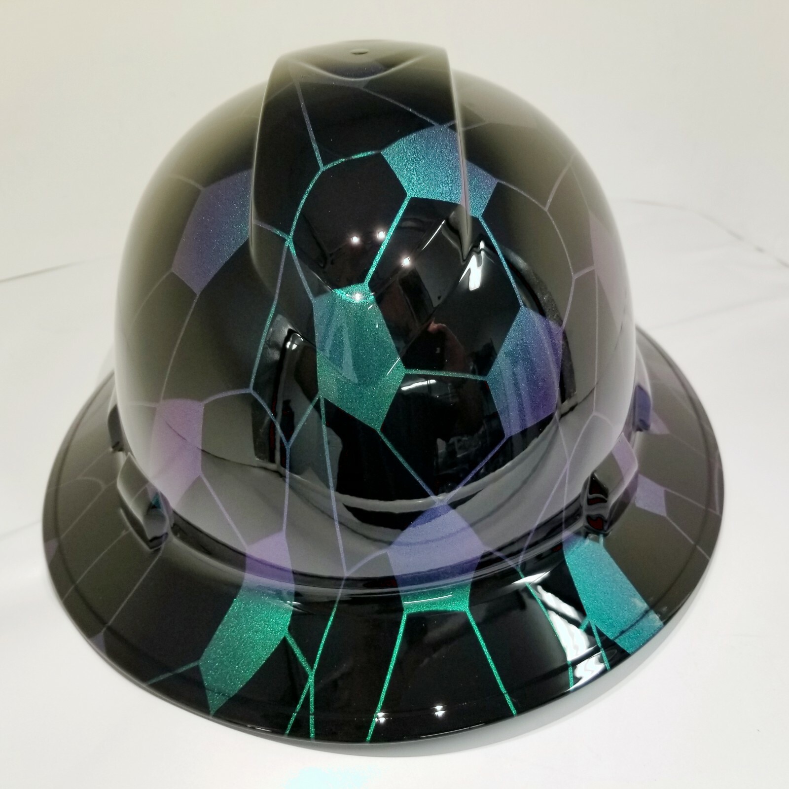 FULL BRIM Hard Hat custom hydro dipped COLOR SHIFT HEX CAMO BLACK SUPER SICK