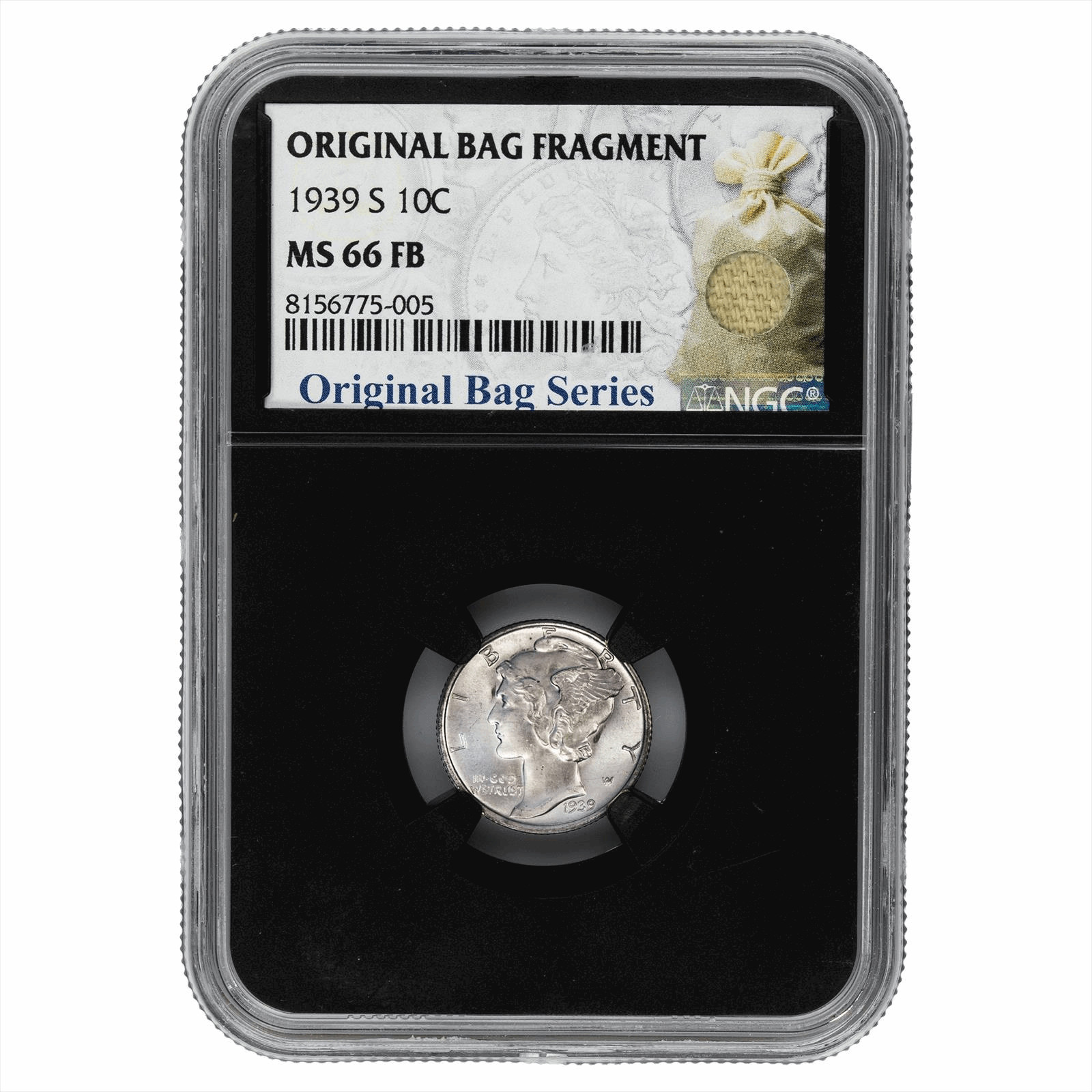 1939S Mercury Dime 10C Original Bag Fragment NGC MS 66 FB