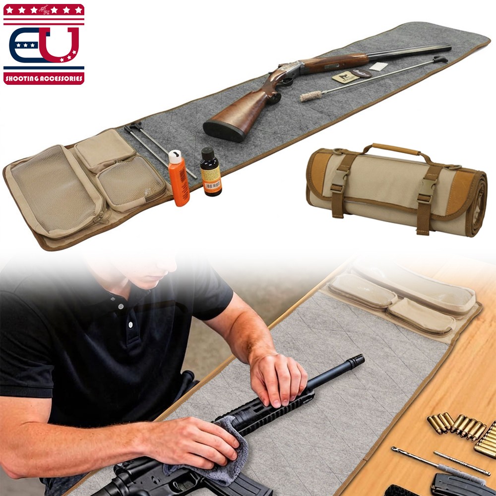 Large Gun Cleaning Mat Portable Foldable Shooting Pad with Tool Storage Pocket