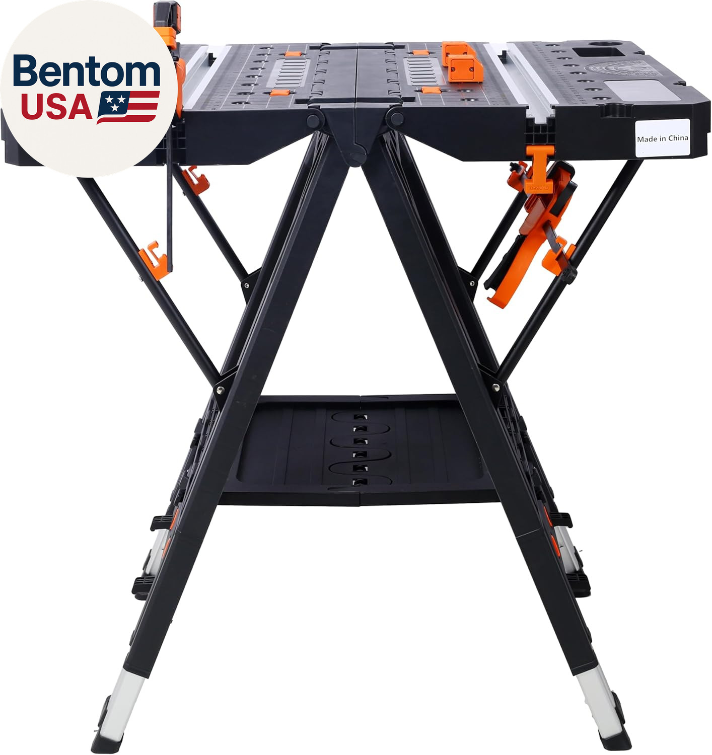 Portable Folding 2-In-1 Heavy-Duty Workbench & Sawhorse–Adjustable Height (28.4"