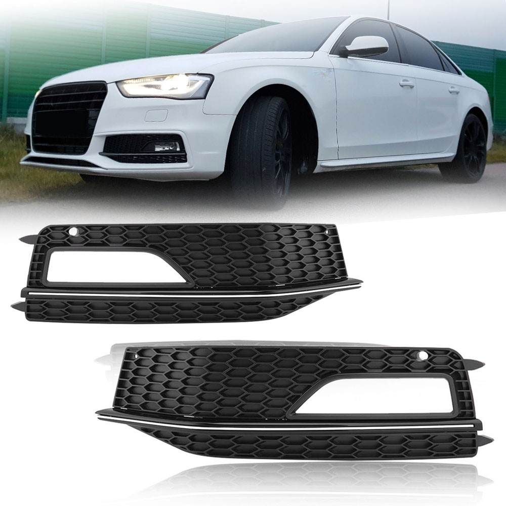 Bumper Fog Light Lamp Cover Grill PAIR For Audi A4 S-line S4 2013 2014 2015 2016