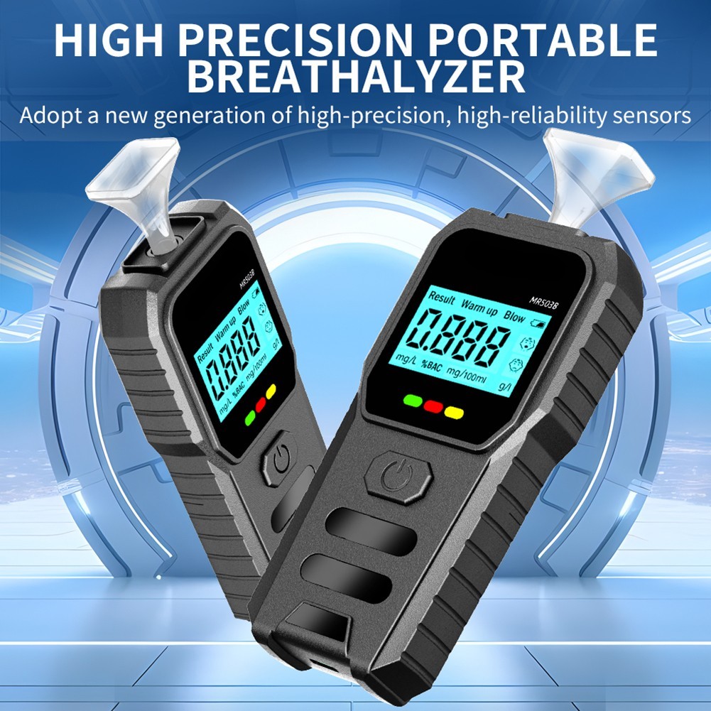 Compact Black Breathalyzer with LED Display and Bilingual Voice Support