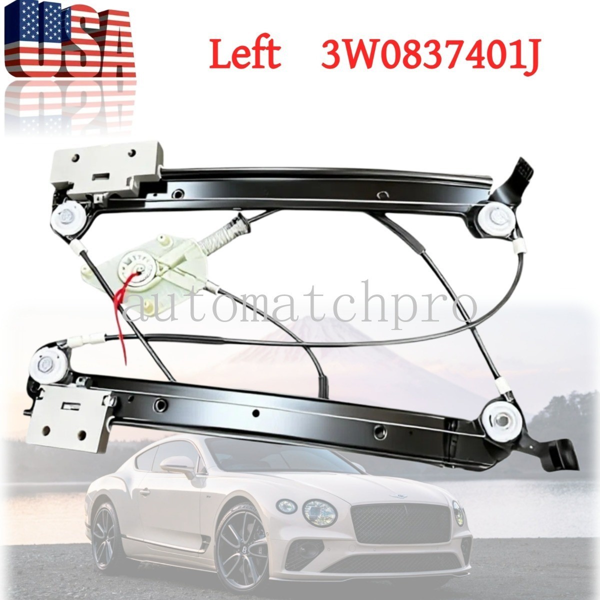 Front Left Window Regulator For Bentley Continental GT 03-07 Coupe 3W0837401J US