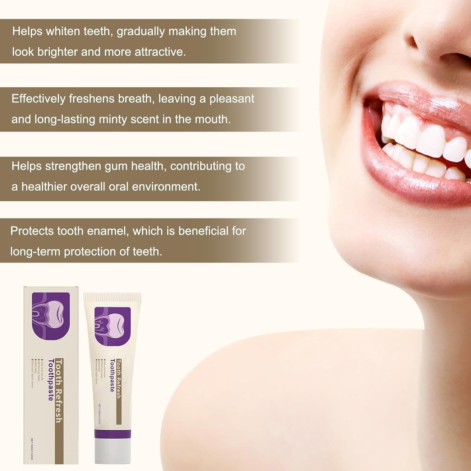 2Pcs Tooth Refresh Toothpaste, Fresh Breath Toothpaste, Natural Oral Care