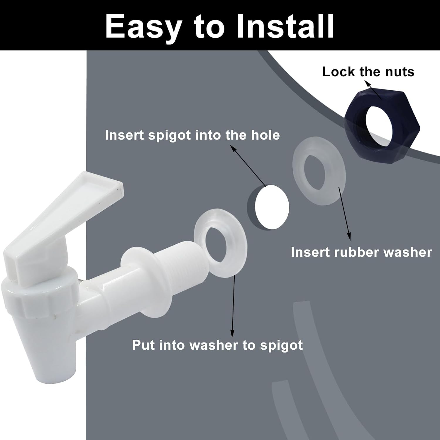2pcs Replacement Cooler Faucet, Plastic Water Dispenser Tap Set, White