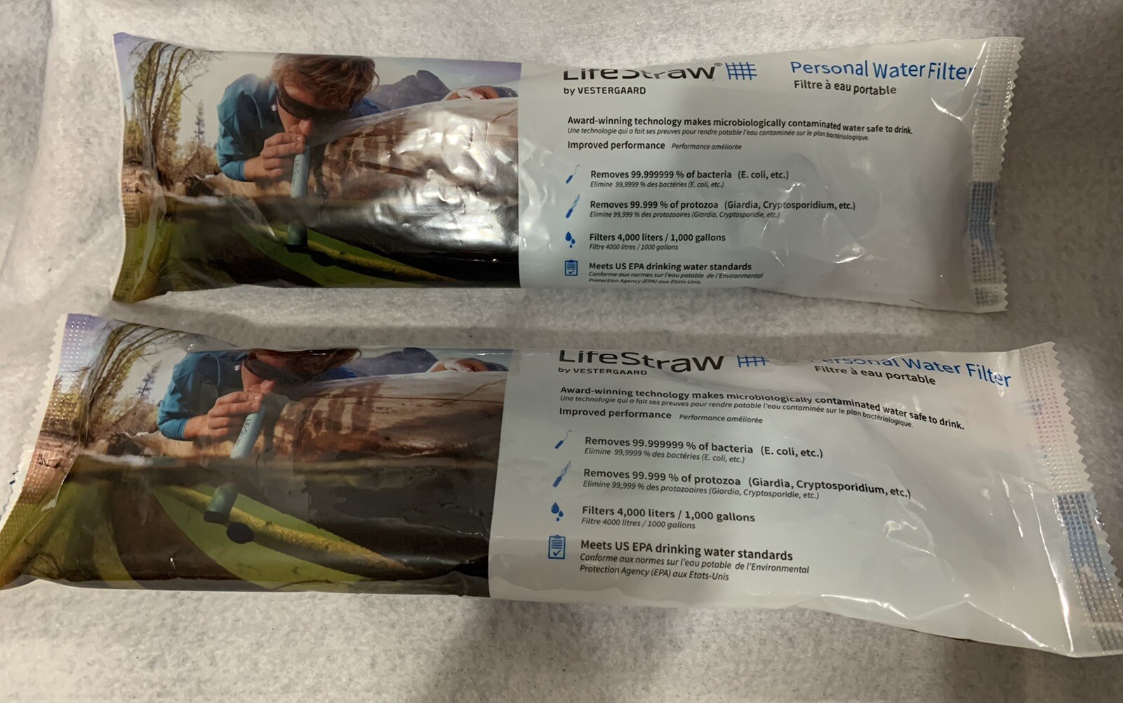 2 LifeStraw Personal Water Filters ~ Hiking Camping Travel Emergency Vestergaard
