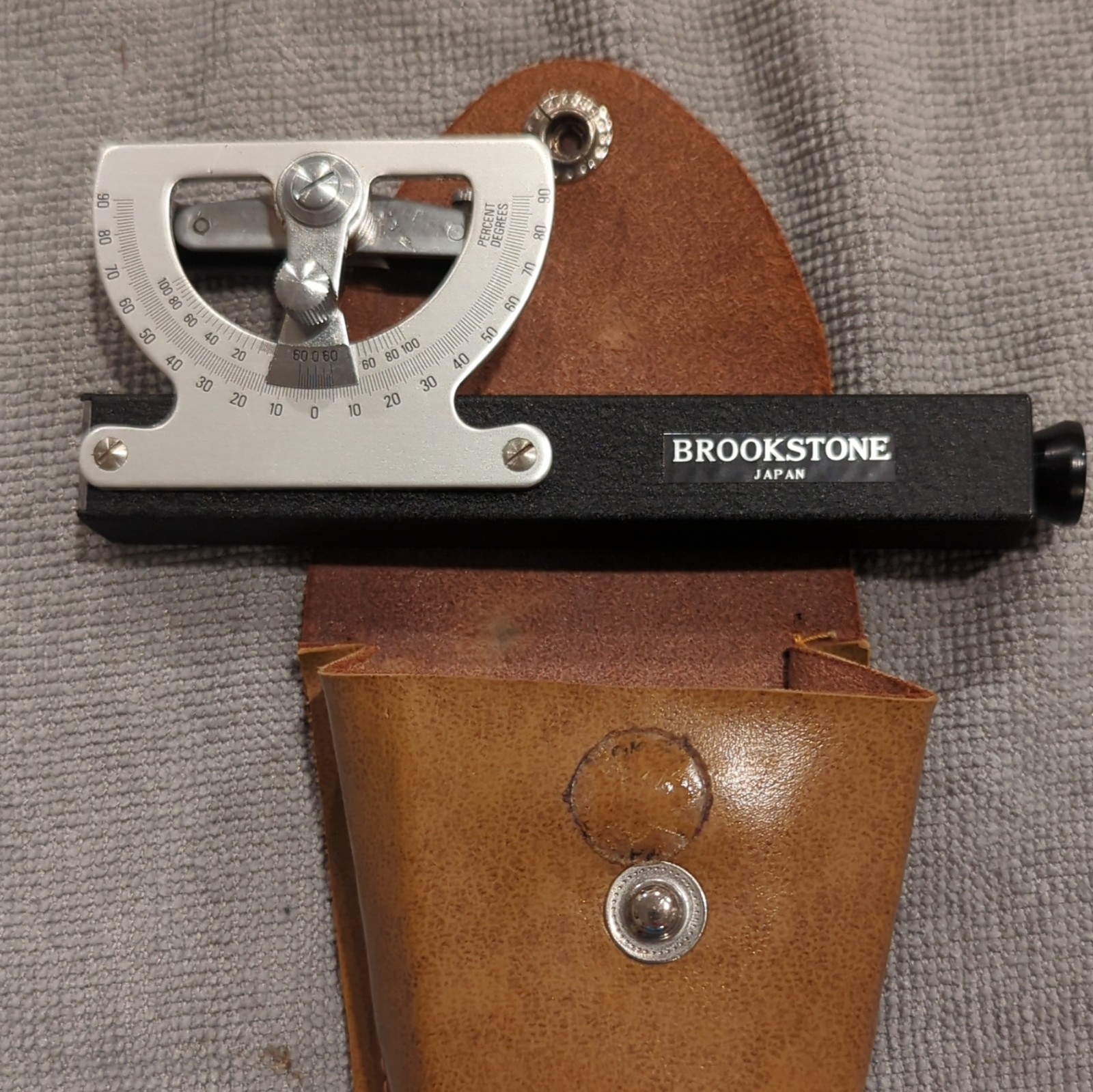 Vintage Brookstone Abney Level with leather sheath