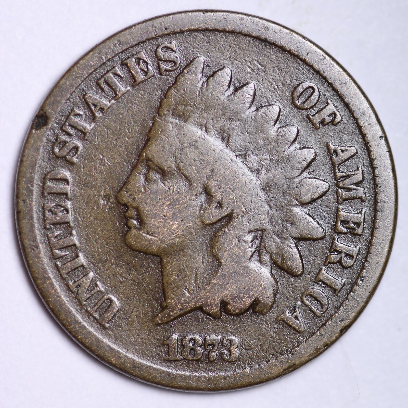 1873 Indian Head Cent Good - Very Good Average Circulated Condition Bronze Penny