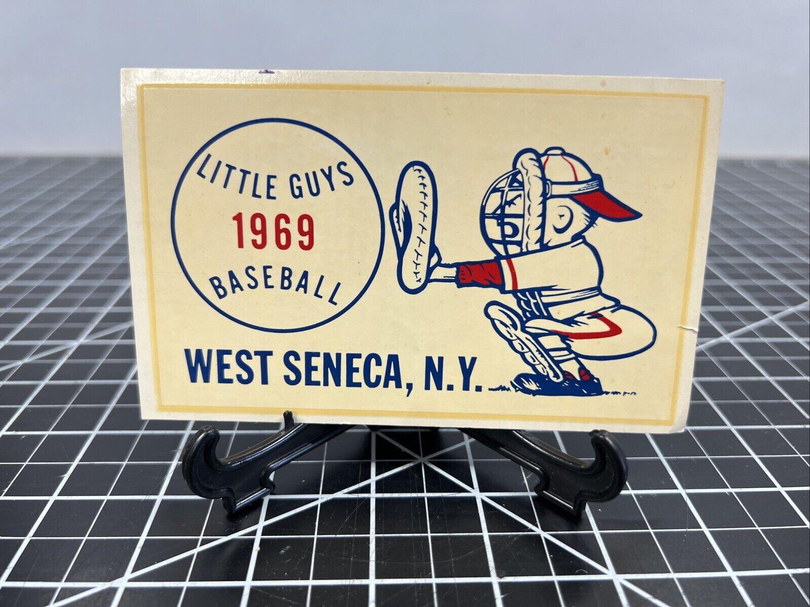 Vintage 1969 Little Guys Baseball West Seneca NY 3x5 Trans. Decal Window Sticker