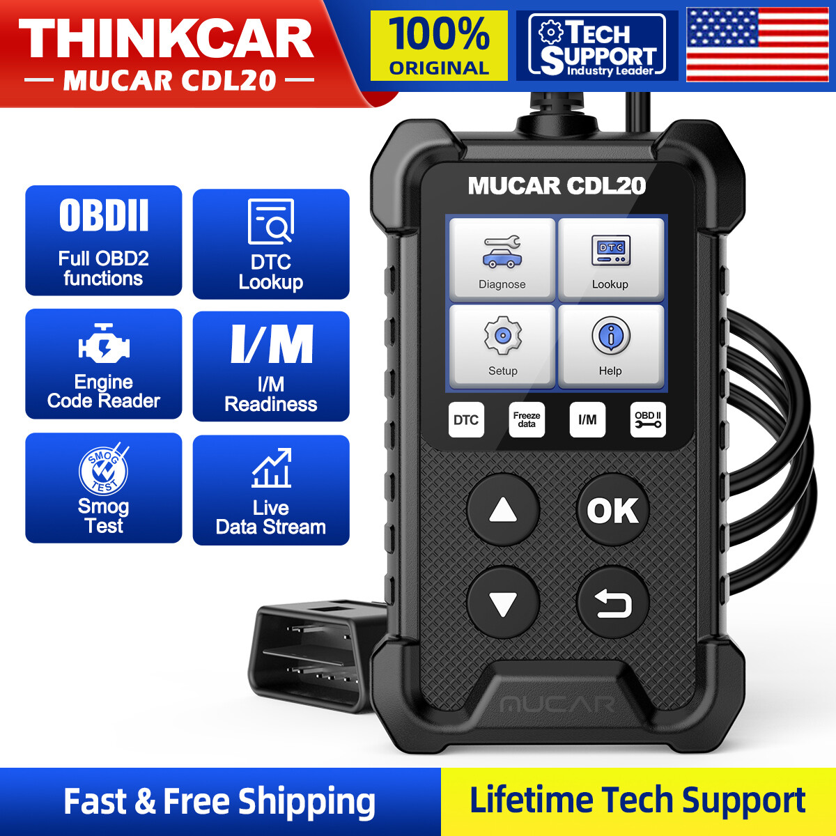 MUCAR CDL20 OBD2 Scanner Code Reader Car Check Engine Fault Diagnostic Scan Tool