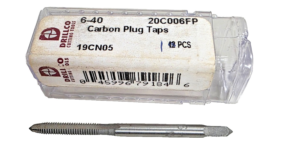 6-40 3 FL Plug Hand Tap Drillco RH CS Carbon Steel